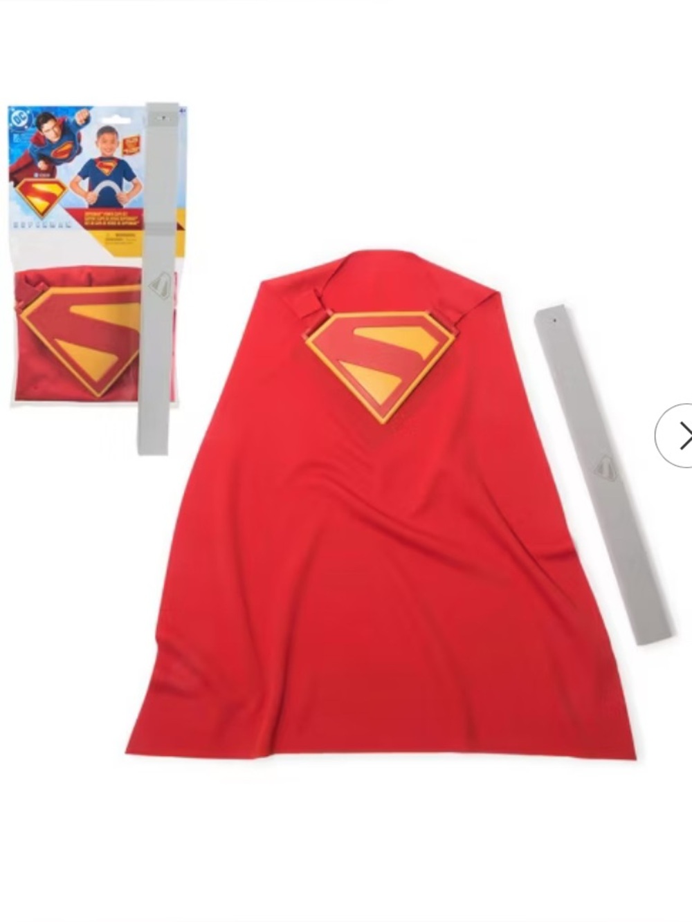 DC Superman Cape Set Kids Halloween Costume Chest Plate & Bendable Bar